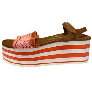 kate spade Pink and Brown Striped Platform Sandal
